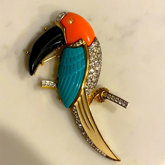 Kenneth Jay Lane Jewelry - Vintage Signed Kenneth Jay Lane Toucan Brooch